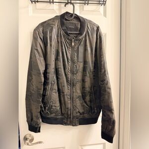Zara Men's Dark Camouflage Bomber Jacket